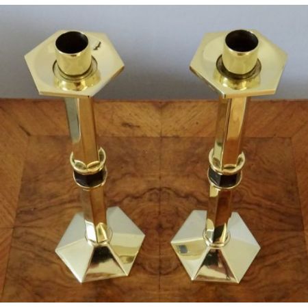 Antike Art Deco Messing Kerzenhalter britisch ca 1920