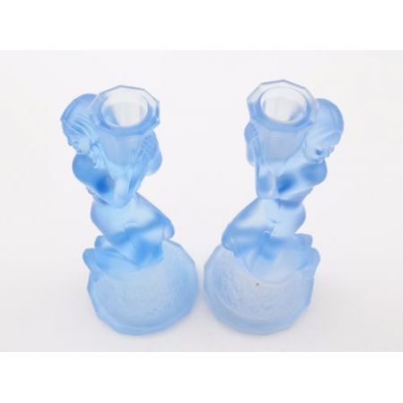 Antike Art Deco Kerzenhalter Glas britisch ca 1930