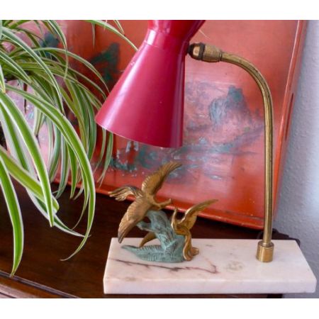 Antike Art Deco Schreibtischlampe Tischlampe Figur Marmor Toleware britisch ca 1930