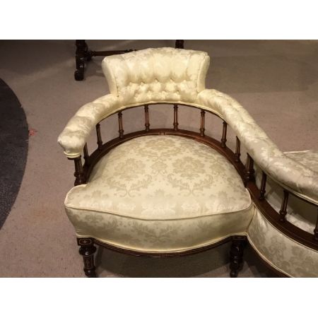 Edwardianisches antikes Mahagoni Sofa Tete a Tete Couch englisch ca 1900