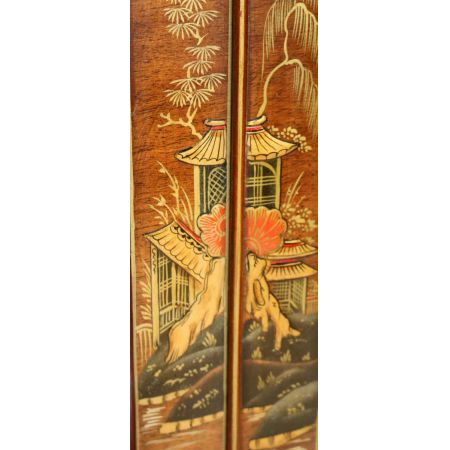 Antike Nussbaum Vitrine Chinoiserie britisch ca 1920