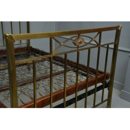 Antikes britisches Art Deco Messing Bettgestell Doppelbett 1920