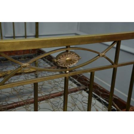 Antikes britisches Art Deco Messing Bettgestell Doppelbett 1920