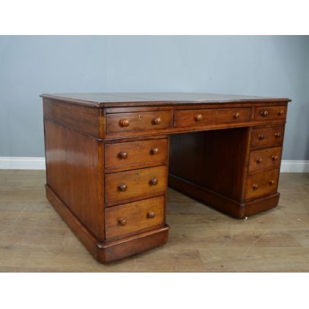 Viktorianischer antiker Schreibtisch Eiche britisch ca 1850