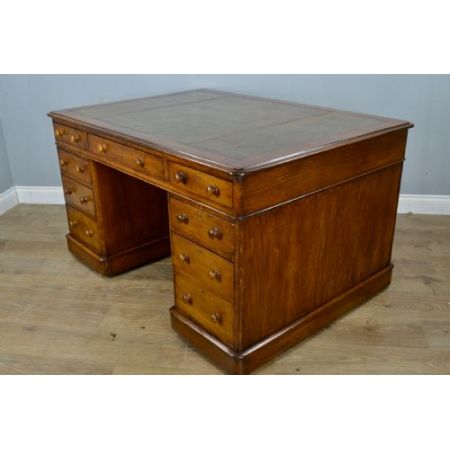 Viktorianischer antiker Schreibtisch Eiche britisch ca 1850