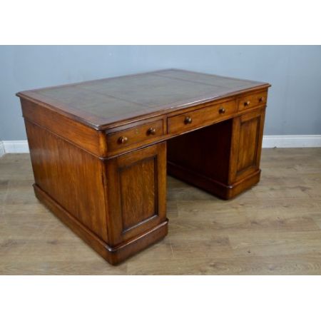 Viktorianischer antiker Schreibtisch Eiche britisch ca 1850