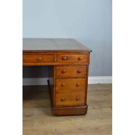 Viktorianischer antiker Schreibtisch Eiche britisch ca 1850