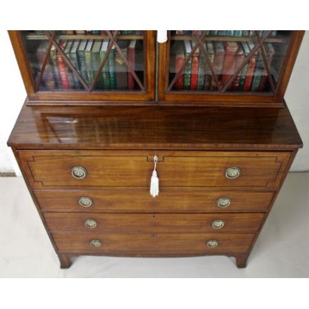 Georgianischer antiker Mahagoni Bureau Bookcase britisch ca 1800