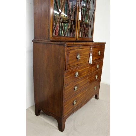 Georgianischer antiker Mahagoni Bureau Bookcase britisch ca 1800