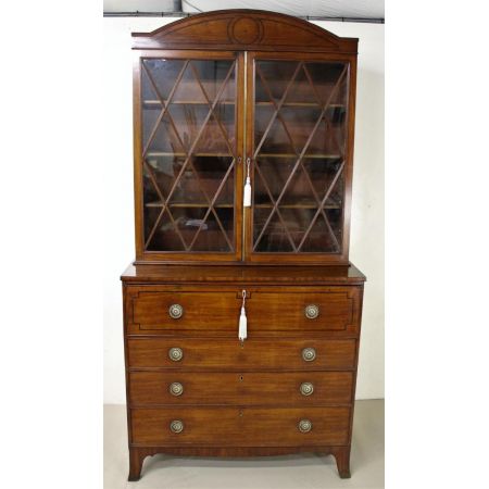Georgianischer antiker Mahagoni Bureau Bookcase britisch ca 1800