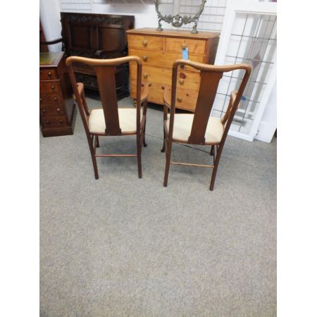 Edwardianische antike Küchenstühle Massivholz britisch ca 1890