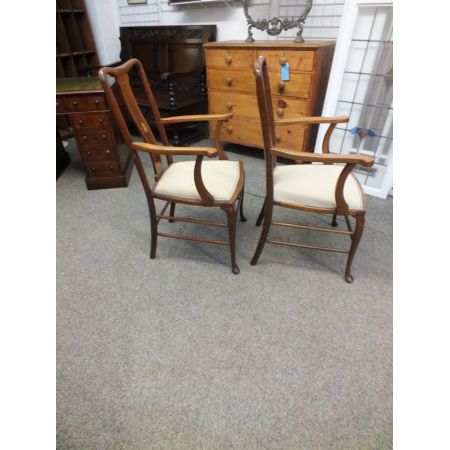 Edwardianische antike Küchenstühle Massivholz britisch ca 1890