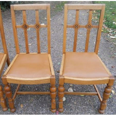 Antike britische Esszimmerstühle Eiche ca 1920