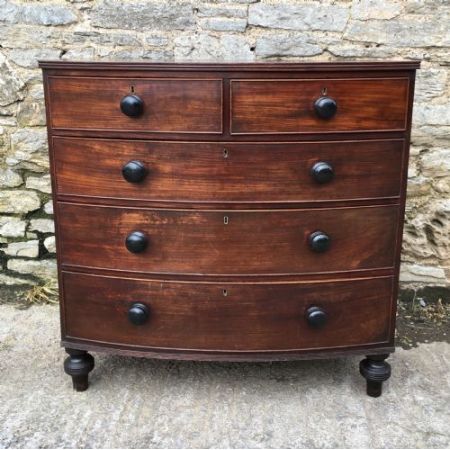 Antike britische Mahagoni Kommode Bowfront ca 1850