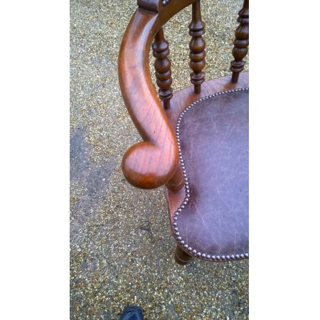 Viktorianischer britischer Massivholz Stuhl Leder antik ca 1860