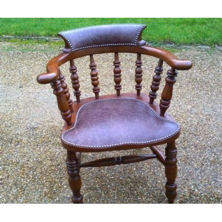 Viktorianischer britischer Massivholz Stuhl Leder antik ca 1860