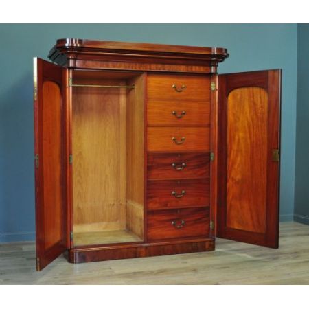 Englischer viktorianischer Kleiderschrank Mahagoni antik ca 1860