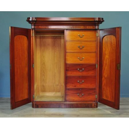 Englischer viktorianischer Kleiderschrank Mahagoni antik ca 1860