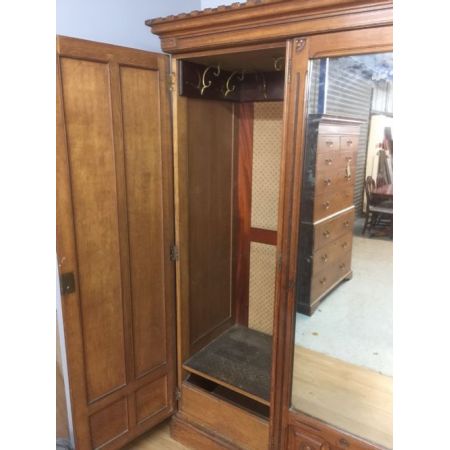 Antiker viktorianischer Eichen Kleiderschrank britisch ca 1880