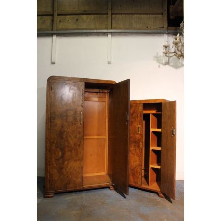 Antiker Art Deco Kleiderschrank Nussbaum britisch ca 1930