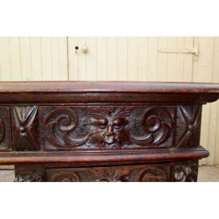 Englischer Antiker geschnitzter Eichen Schreibtisch ca. 19. Jh.