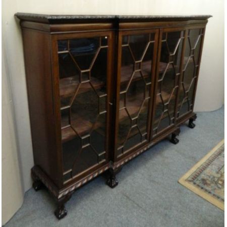 Antiker britischer Mahagoni Bücherschrank Breakfront ca 1920