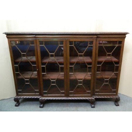 Antiker britischer Mahagoni Bücherschrank Breakfront ca 1920