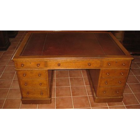 Antiker viktorianischer Eichen Schreibtisch englisch ca 1880