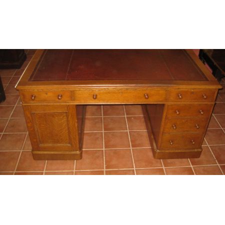 Antiker viktorianischer Eichen Schreibtisch englisch ca 1880