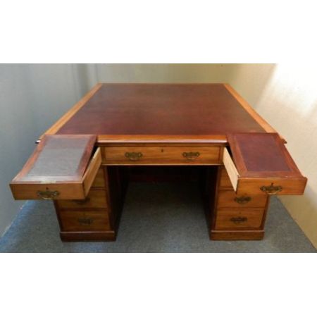 Antiker britischer Mahagoni Schreibtisch Partner Schreibtisch ca 1880