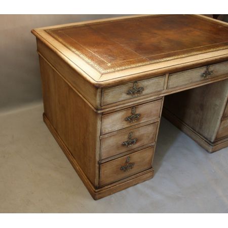 Viktorianischer antiker Partner Schreibtisch Eiche englisch ca 1880