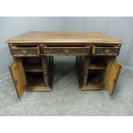 Viktorianischer antiker Eichen Schreibtisch britisch ca 1880