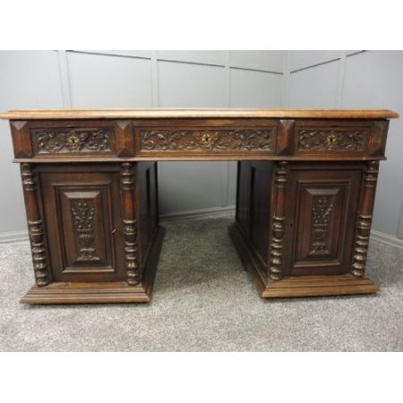 Viktorianischer antiker Eichen Schreibtisch britisch ca 1880