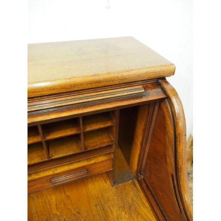 Antiker britischer Nussbaum Schreibtisch Rolltop ca 1890