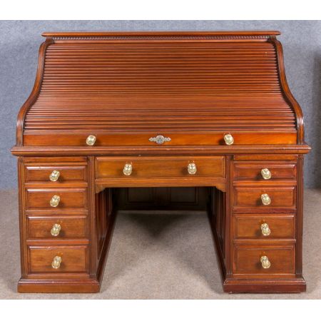 Antiker britischer Mahagoni Schreibtisch Rolltop edwardianisch ca 1890