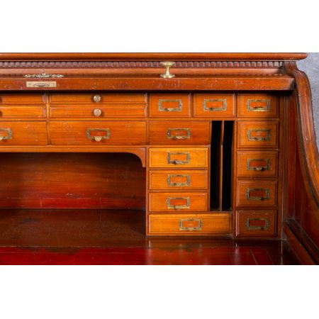 Antiker britischer Mahagoni Schreibtisch Rolltop edwardianisch ca 1890