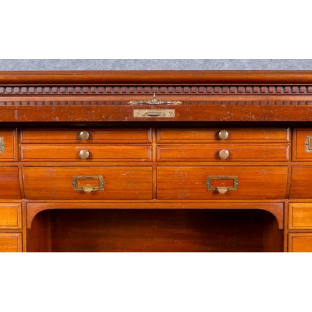 Antiker britischer Mahagoni Schreibtisch Rolltop edwardianisch ca 1890