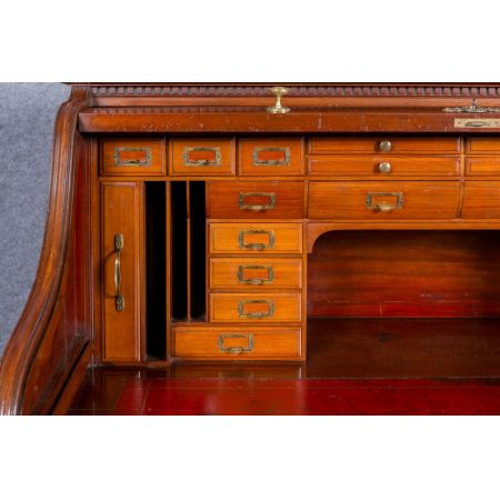 Antiker britischer Mahagoni Schreibtisch Rolltop edwardianisch ca 1890