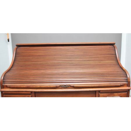 Antiker britischer Nussbaum Schreibtisch Rolltop Desk ca 1910