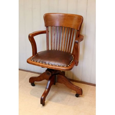 Antiker britischer Eichen Stuhl Schreibtischstuhl ca 1910