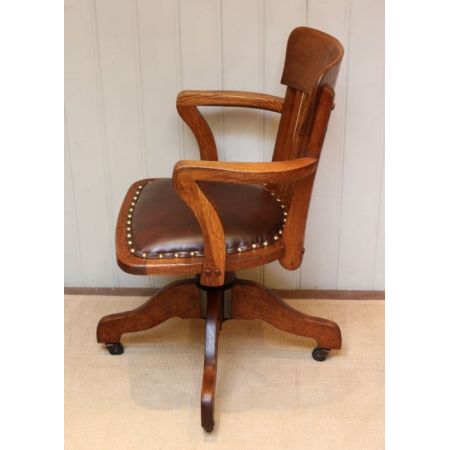 Antiker britischer Eichen Stuhl Schreibtischstuhl ca 1910