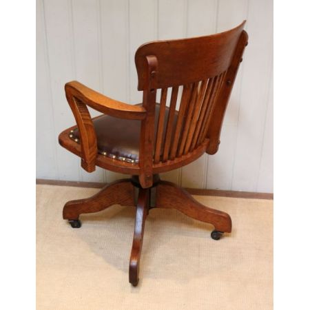 Antiker britischer Eichen Stuhl Schreibtischstuhl ca 1910