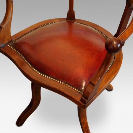 Edwardianischer antiker Mahagoni Drehstuhl englisch ca 1890