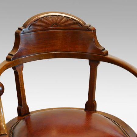 Edwardianischer antiker Mahagoni Drehstuhl englisch ca 1890
