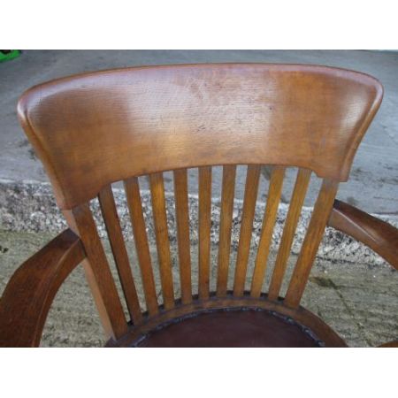 Edwardianischer antiker Eichen Drehstuhl britisch ca 1890