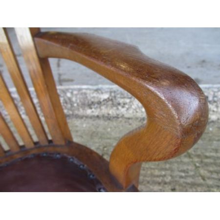 Edwardianischer antiker Eichen Drehstuhl britisch ca 1890