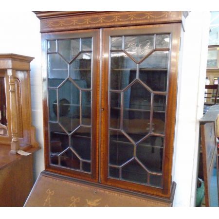 Edwardianischer antiker Mahagoni Bureau Bookcase Aufsatzsekretär ca 1890