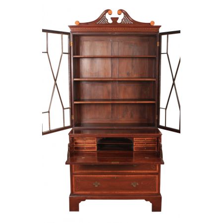 Georgianischer antiker Mahagoni Bureau Bookcase Aufsatzsekretär ca 1770