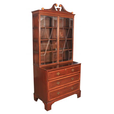 Georgianischer antiker Mahagoni Bureau Bookcase Aufsatzsekretär ca 1770