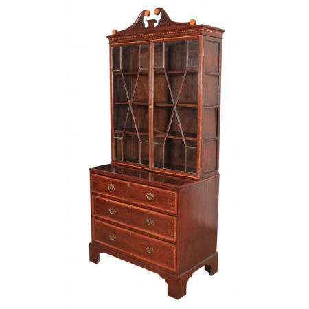 Georgianischer antiker Mahagoni Bureau Bookcase Aufsatzsekretär ca 1770
